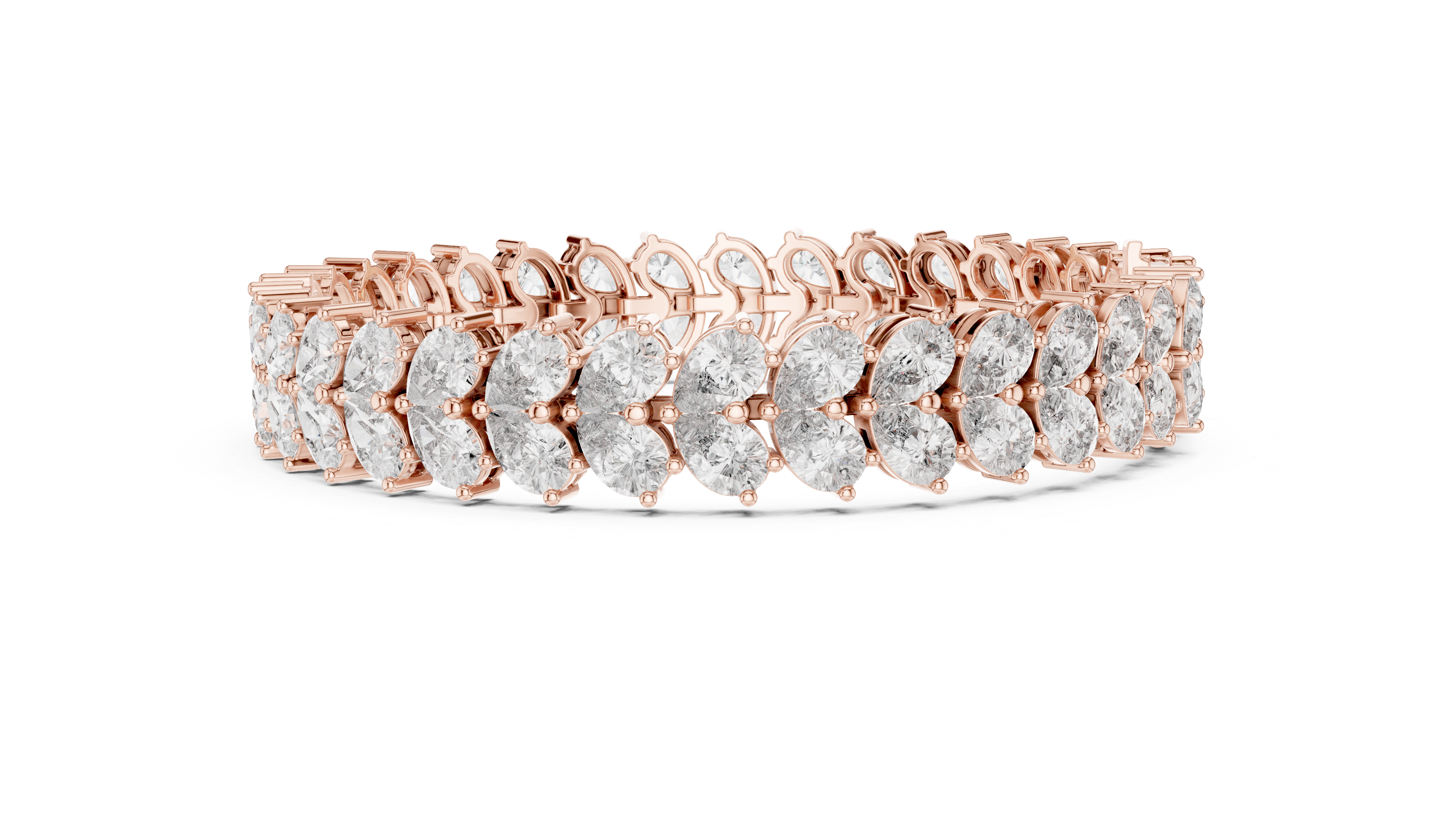 Double Row Pear Diamond Tennis Bracelet