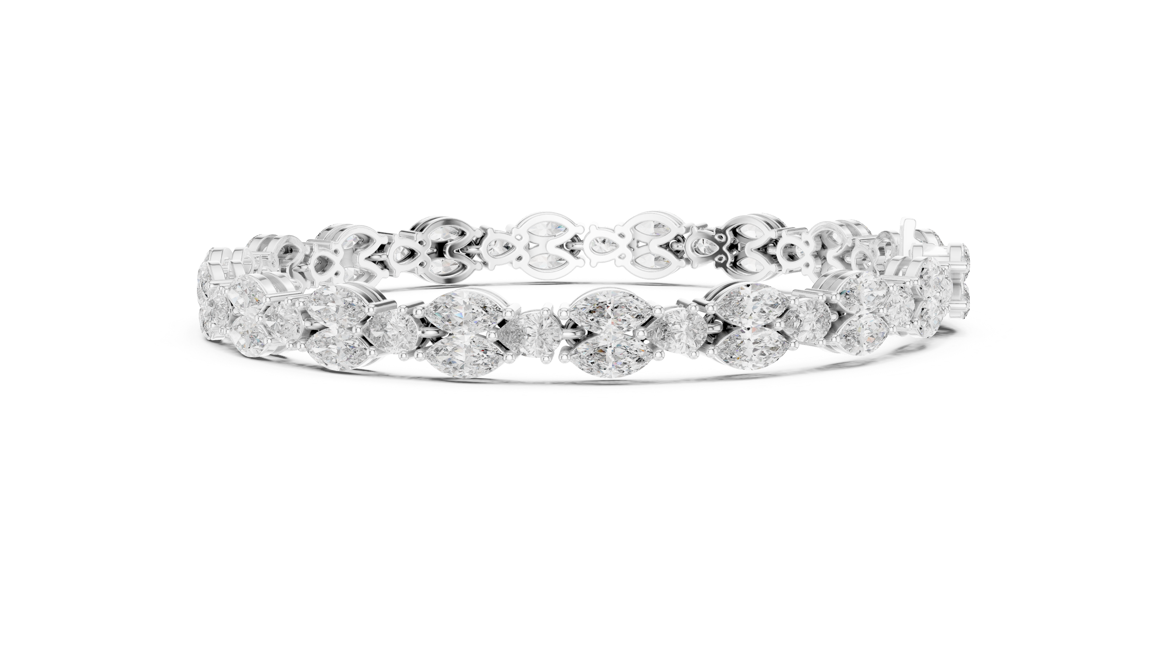 Pear and Marquise Diamond Leaf Tennis Bracelet in Rose Gold
