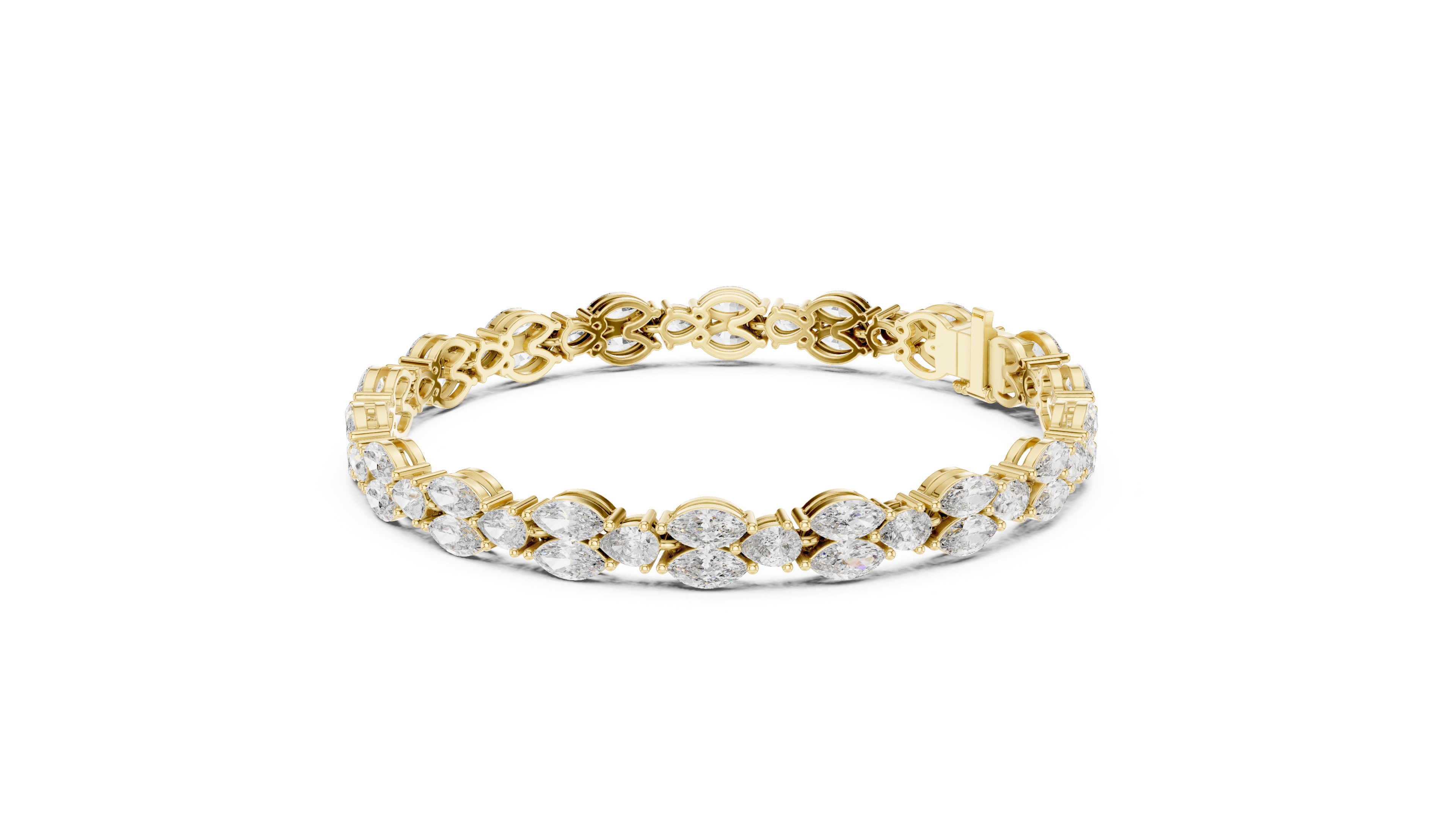 Pear and Marquise Diamond Leaf Tennis Bracelet in Rose Gold