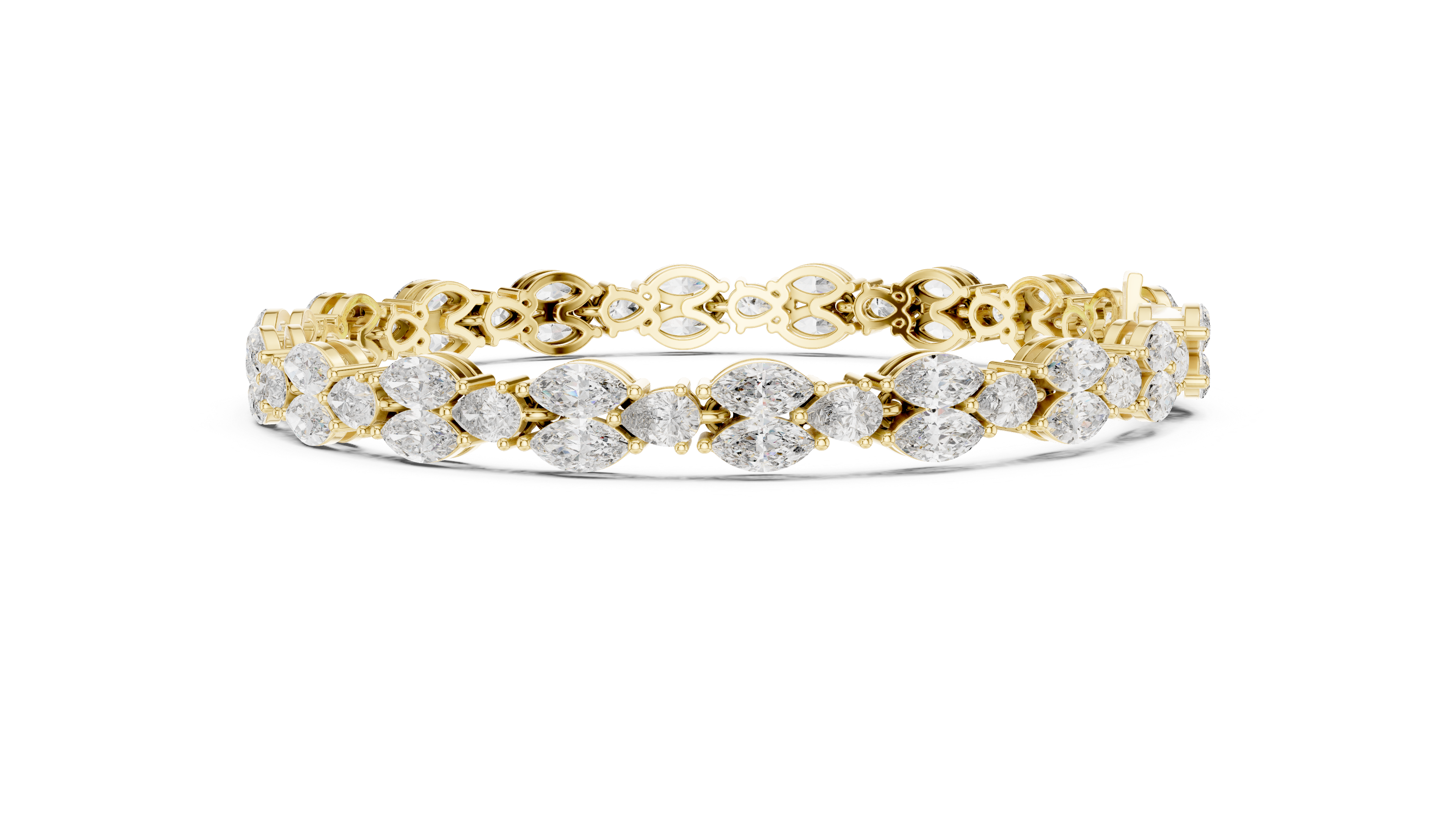 Pear and Marquise Diamond Leaf Tennis Bracelet in Rose Gold