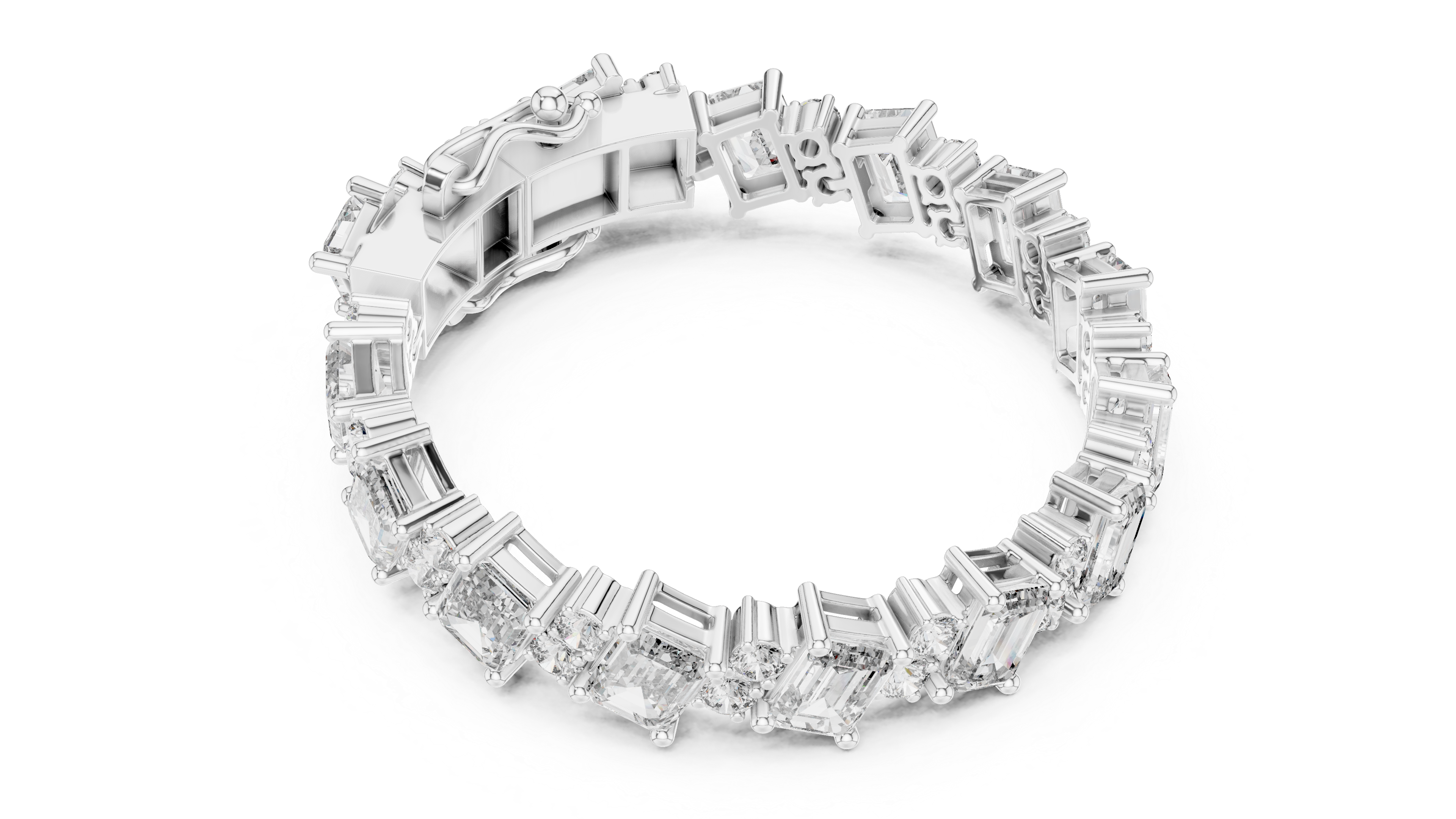 Emerald & Round Diamond Tennis Bracelet