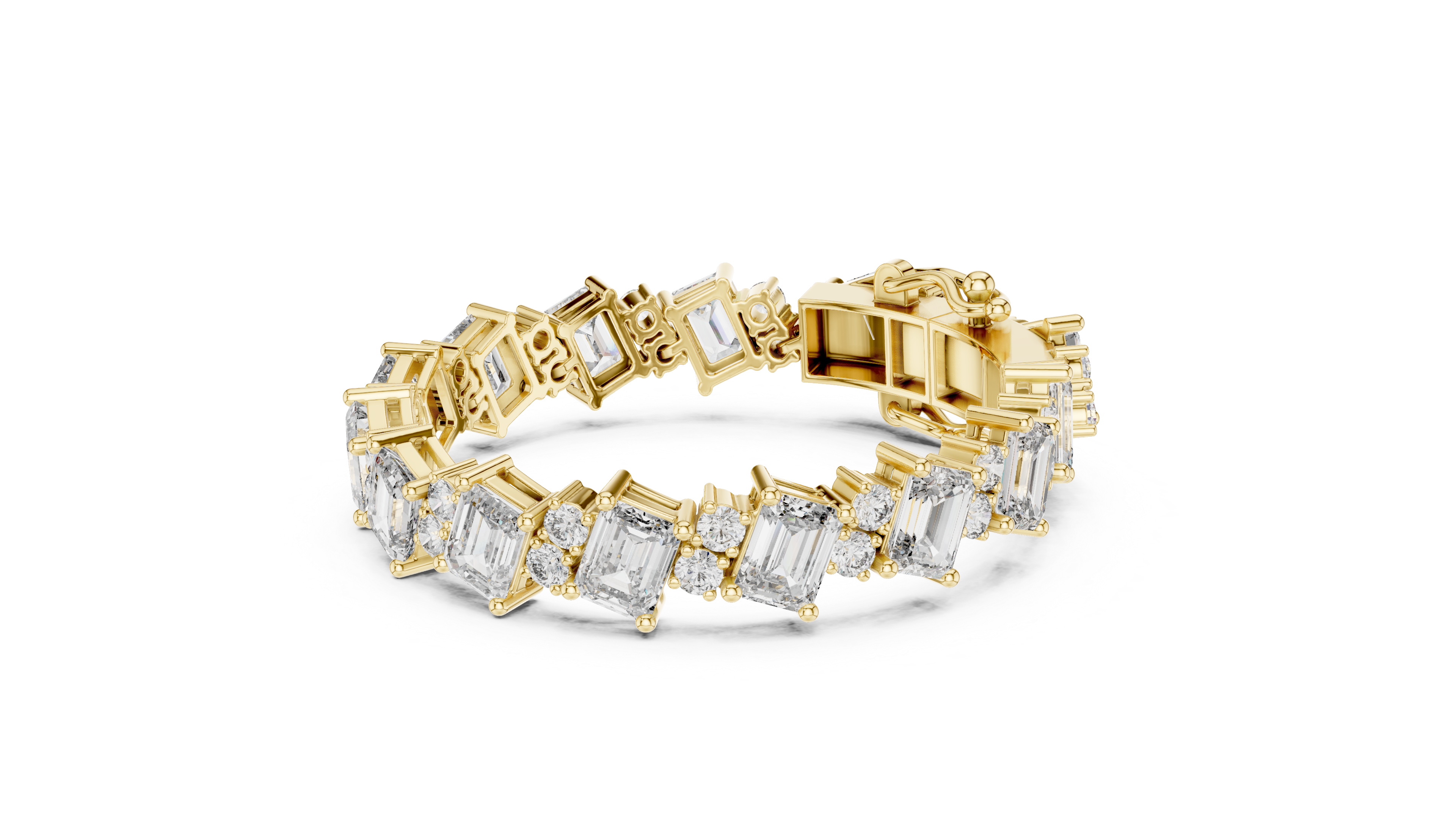 Emerald & Round Diamond Tennis Bracelet