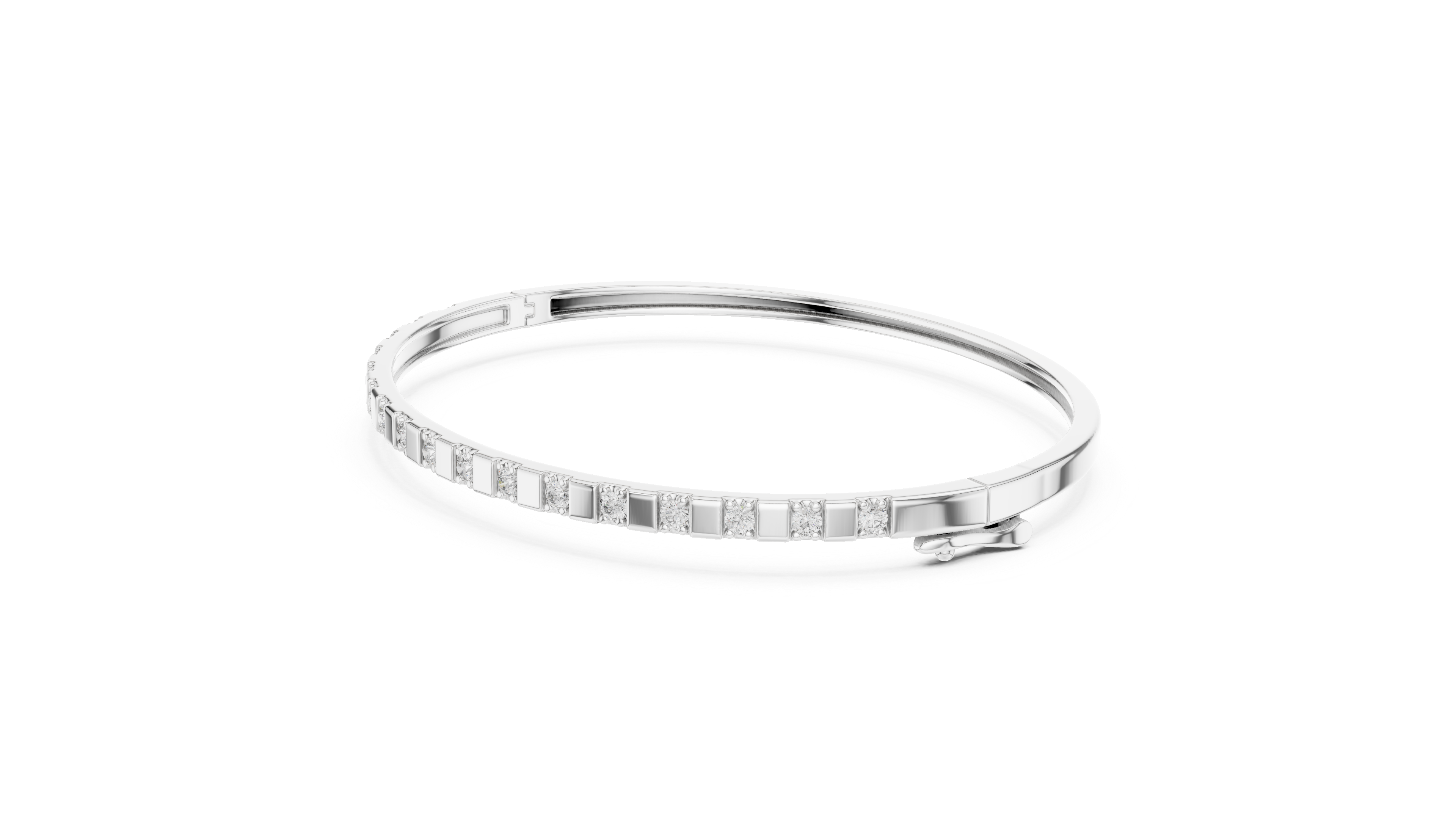 Geometric Round Diamond Bangle