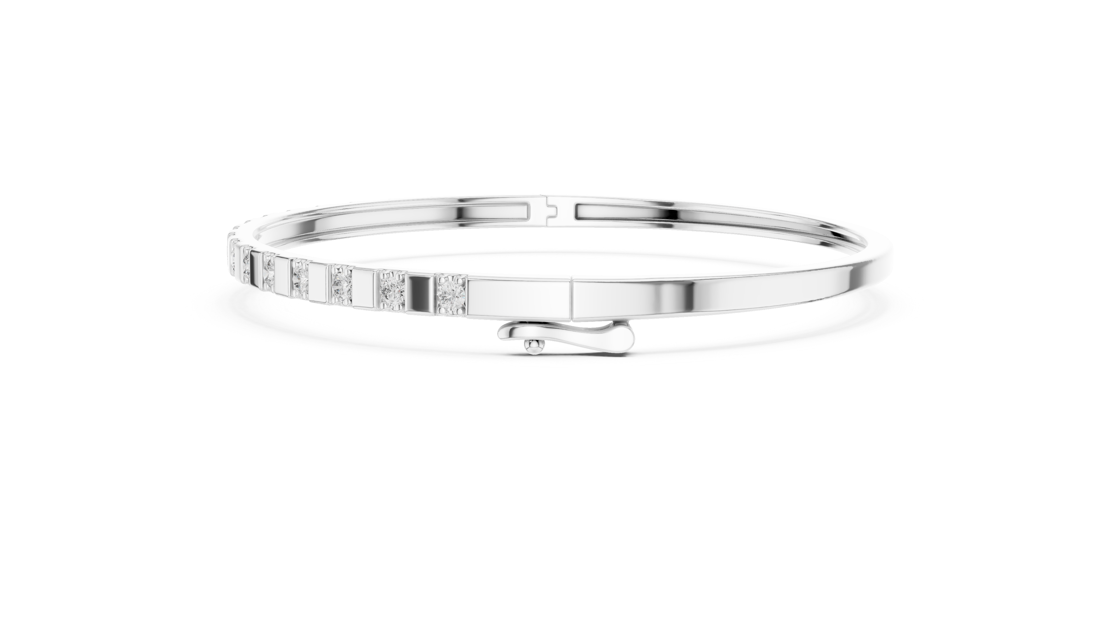Geometric Round Diamond Bangle