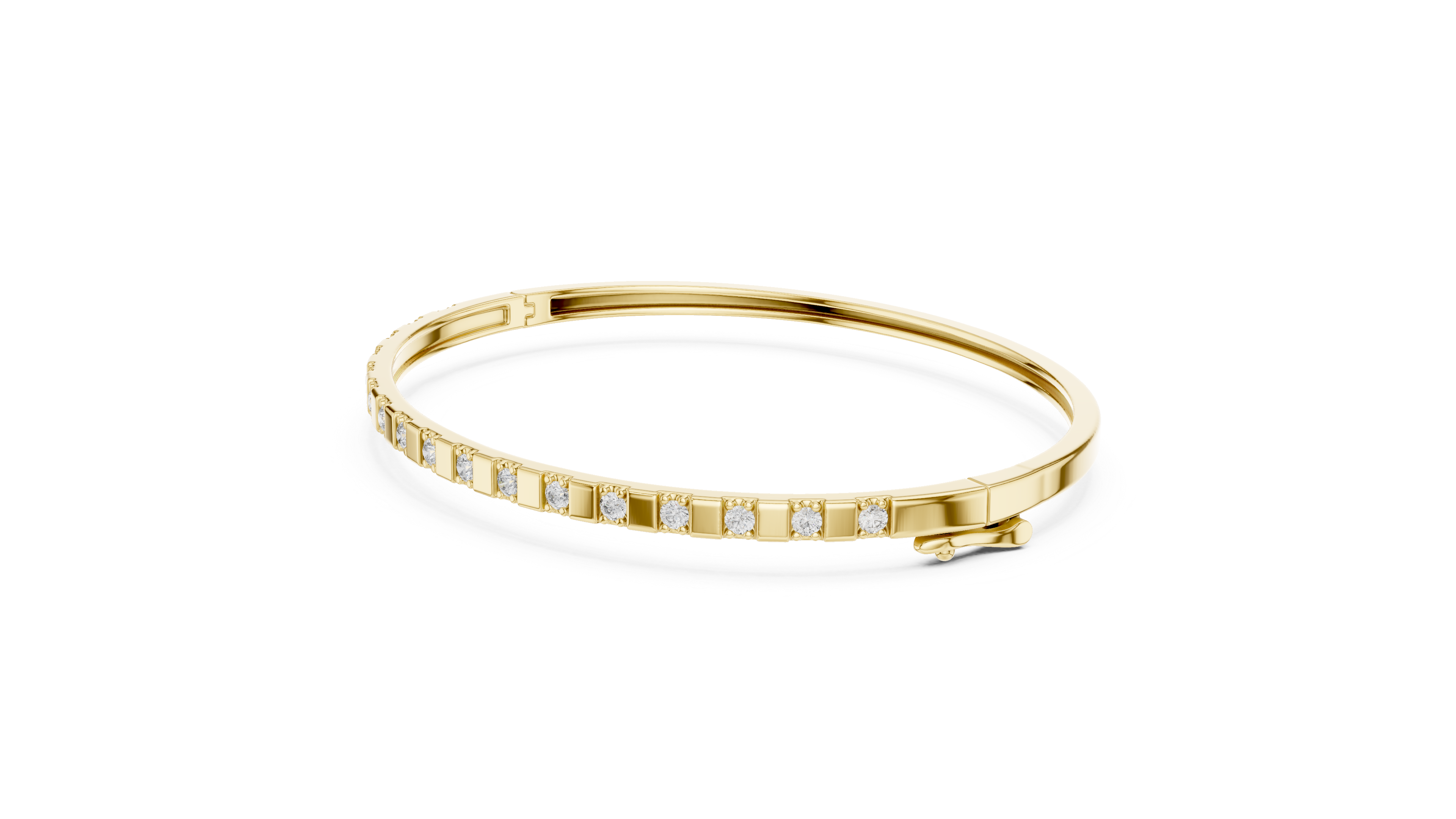 Geometric Round Diamond Bangle