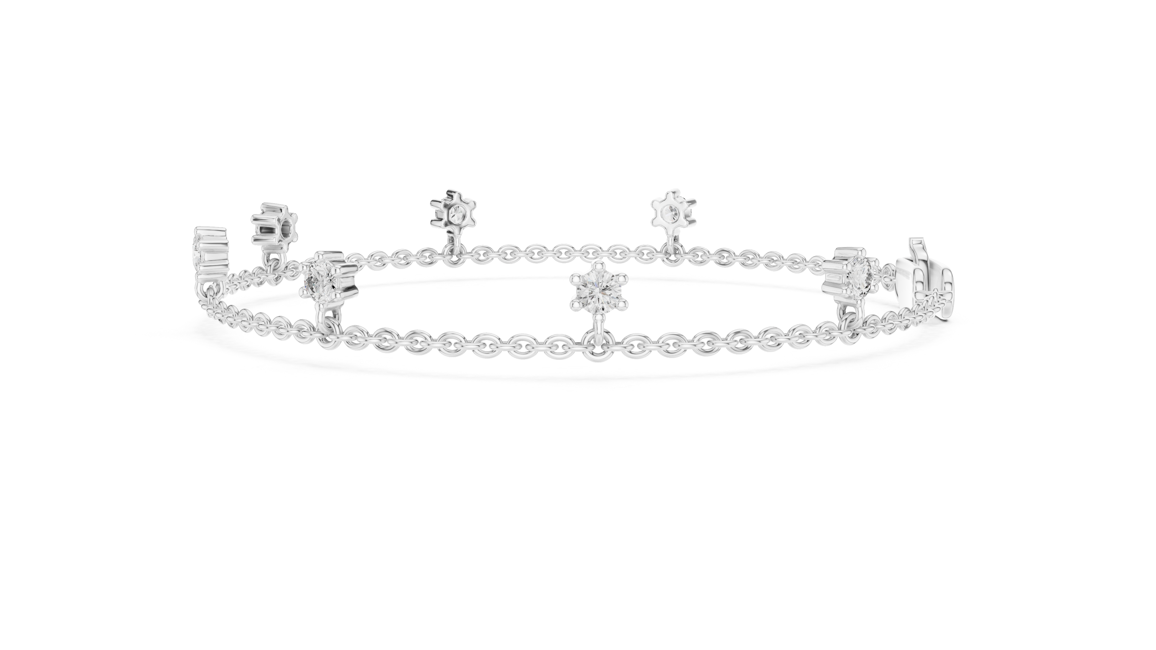 TESHA JEWELS 0.77ct round diamond station chain bracelet in rose gold