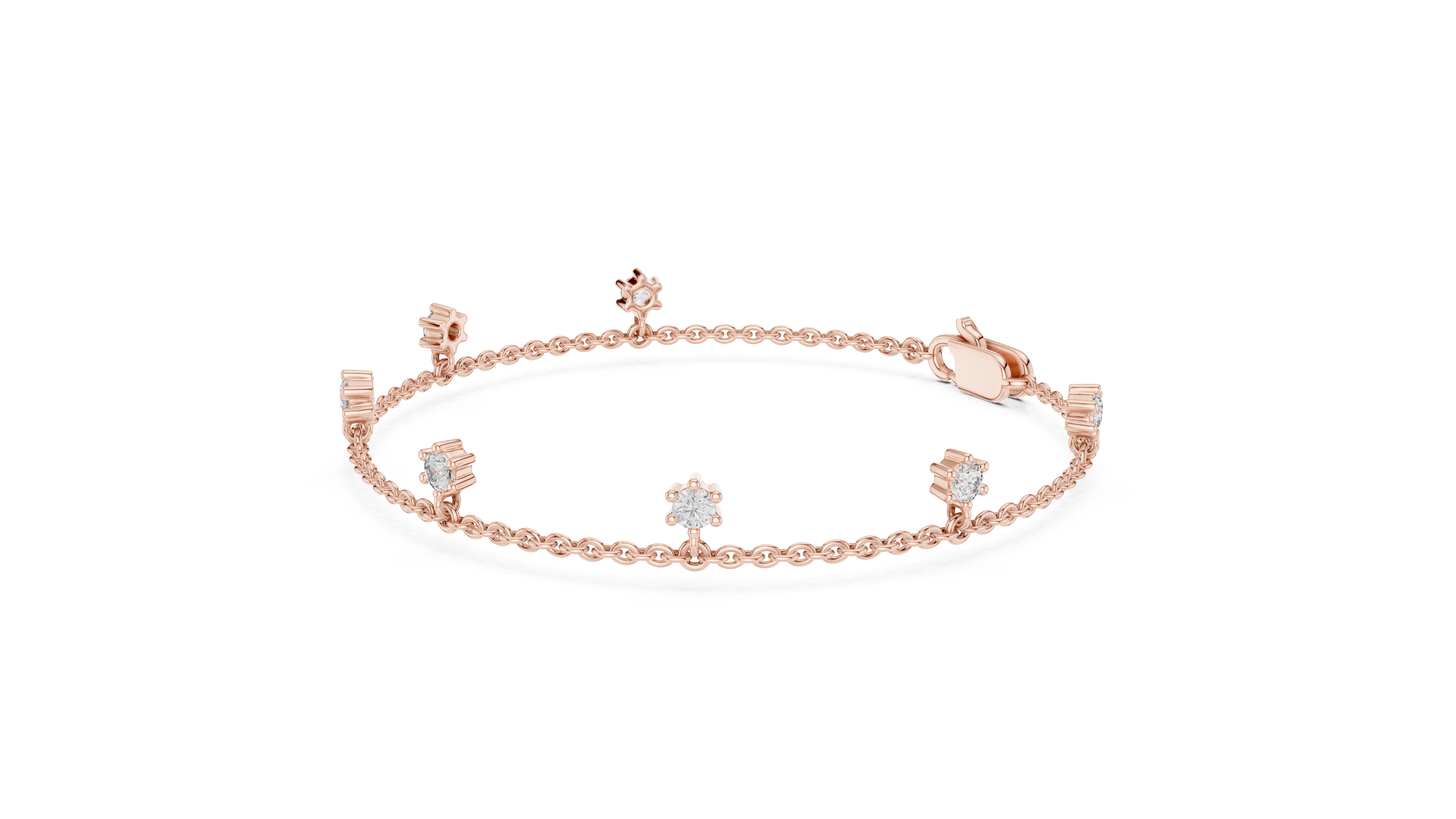 TESHA JEWELS 0.77ct round diamond station chain bracelet in rose gold