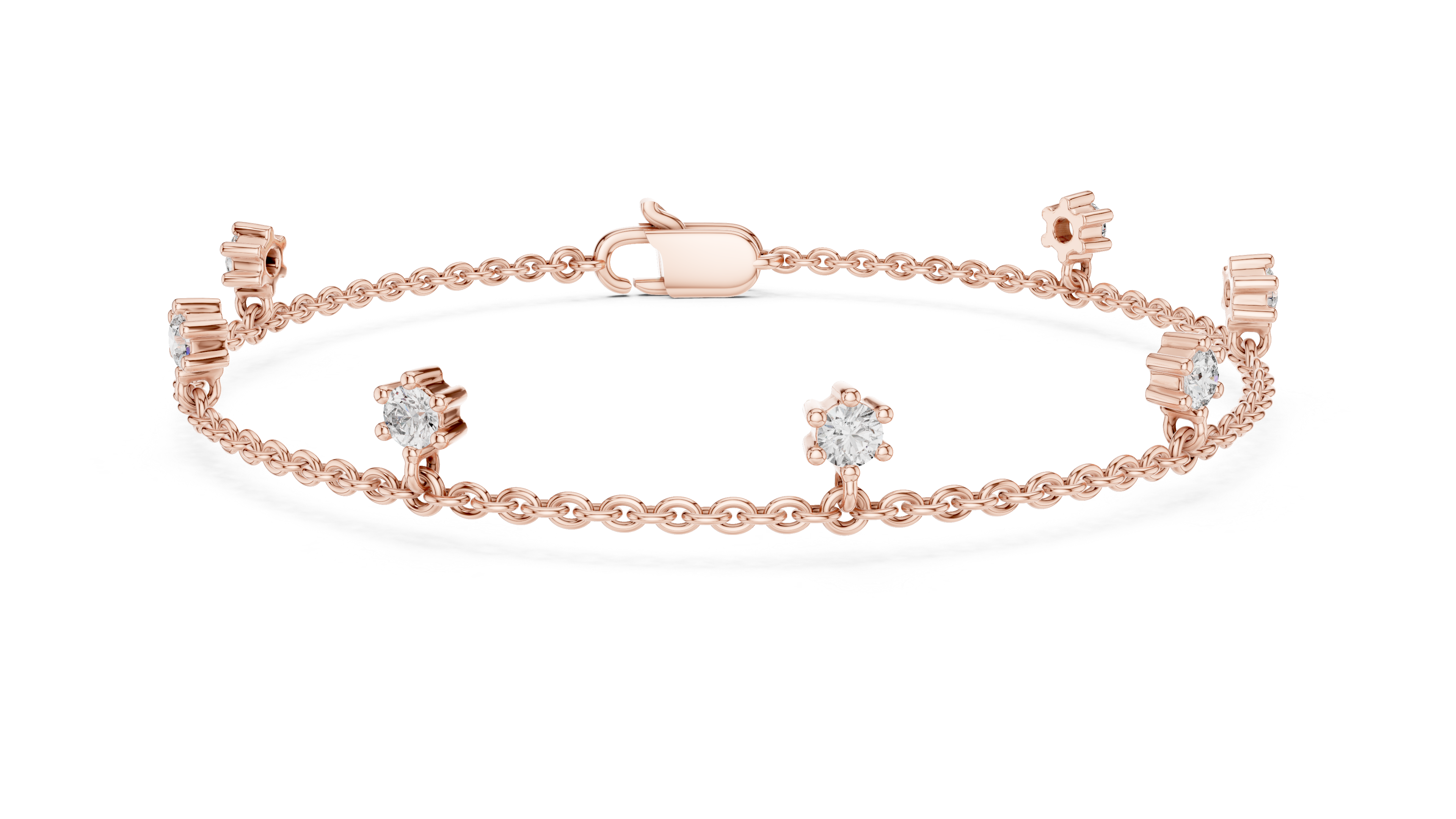 TESHA JEWELS 0.77ct round diamond station chain bracelet in rose gold