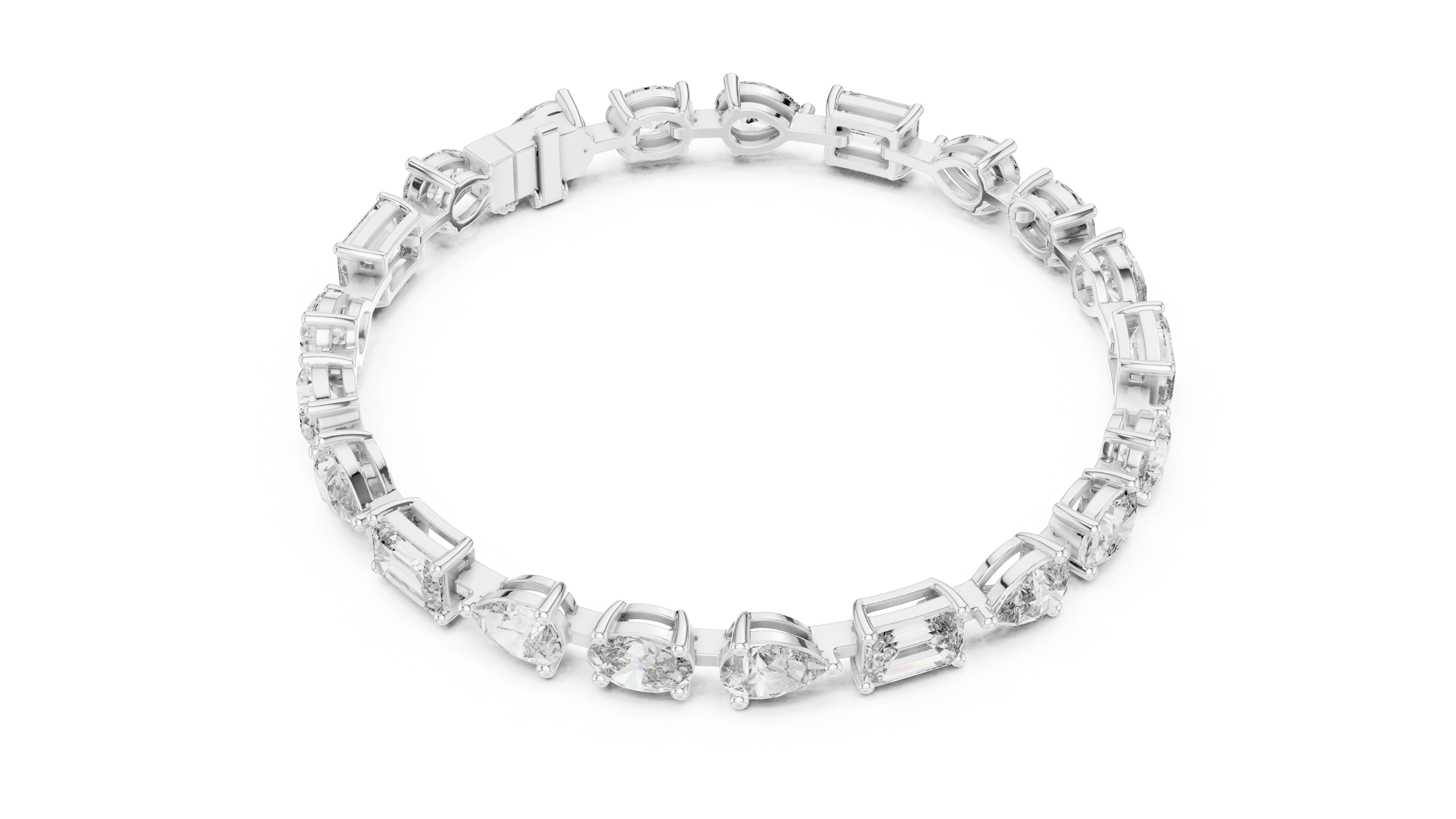 TESHA JEWELS 15.48ct oval, pear and emerald cut diamond tennis bracelet in rose gold