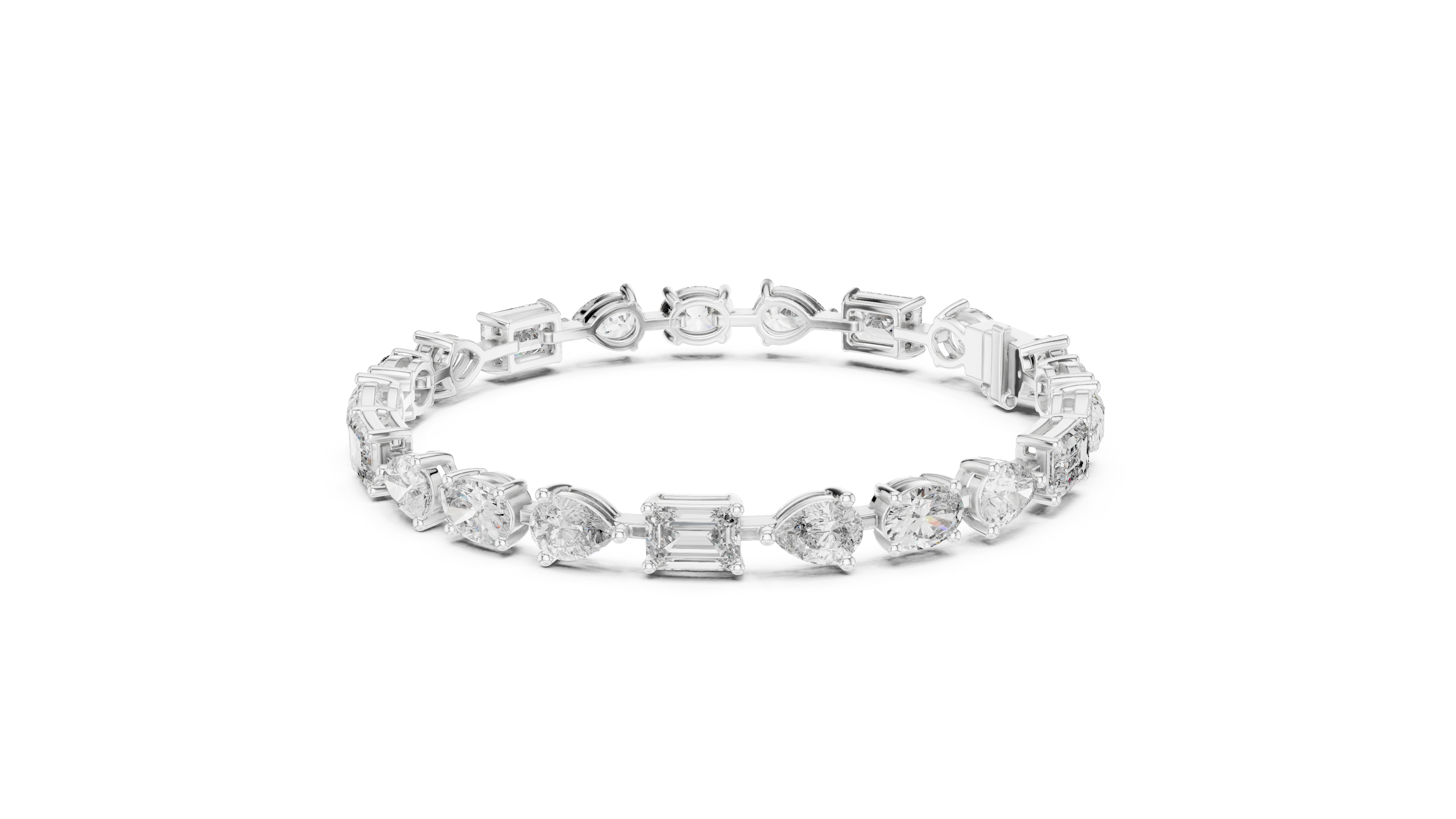 TESHA JEWELS 15.48ct oval, pear and emerald cut diamond tennis bracelet in rose gold
