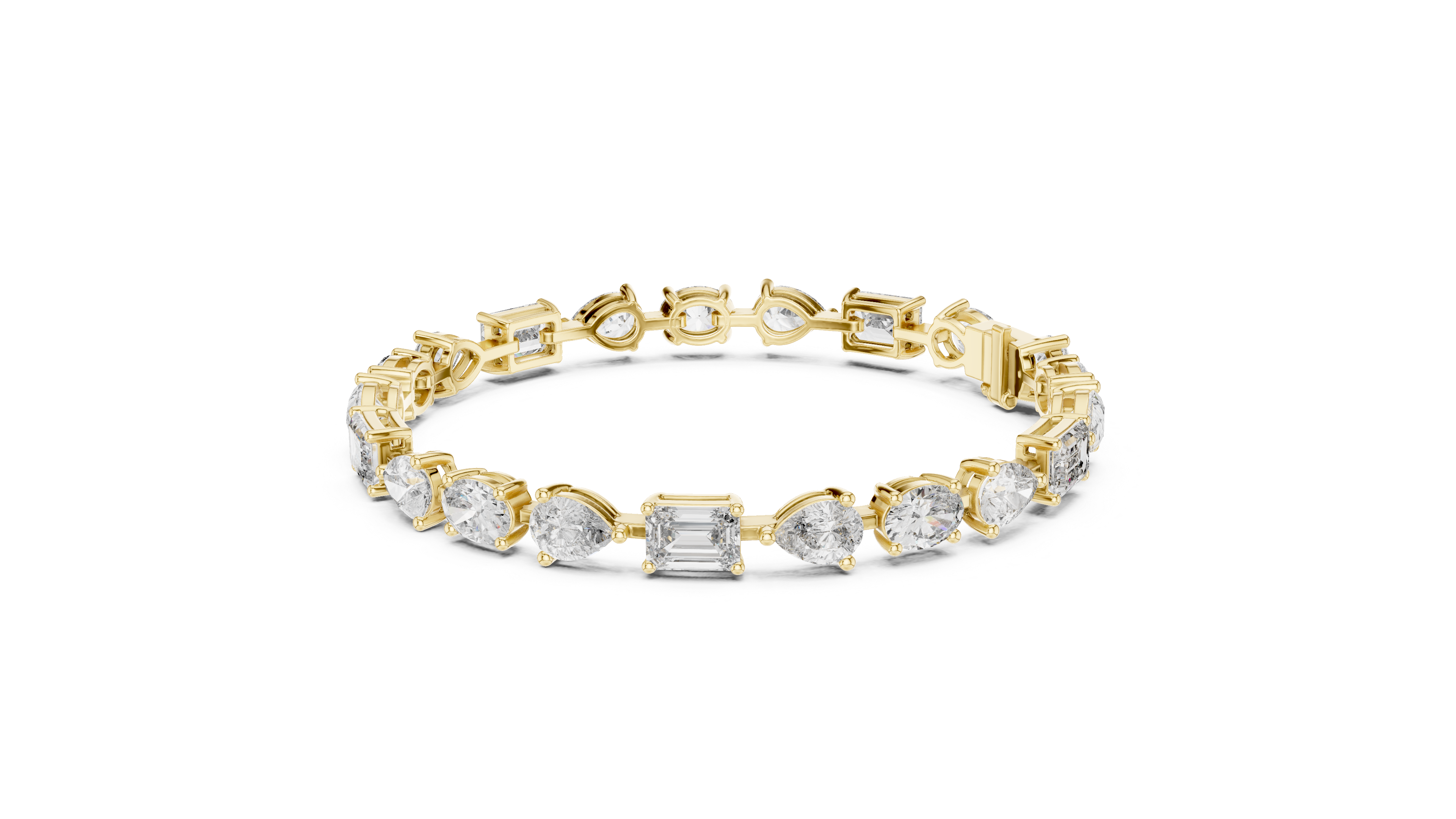 TESHA JEWELS 15.48ct oval, pear and emerald cut diamond tennis bracelet in rose gold