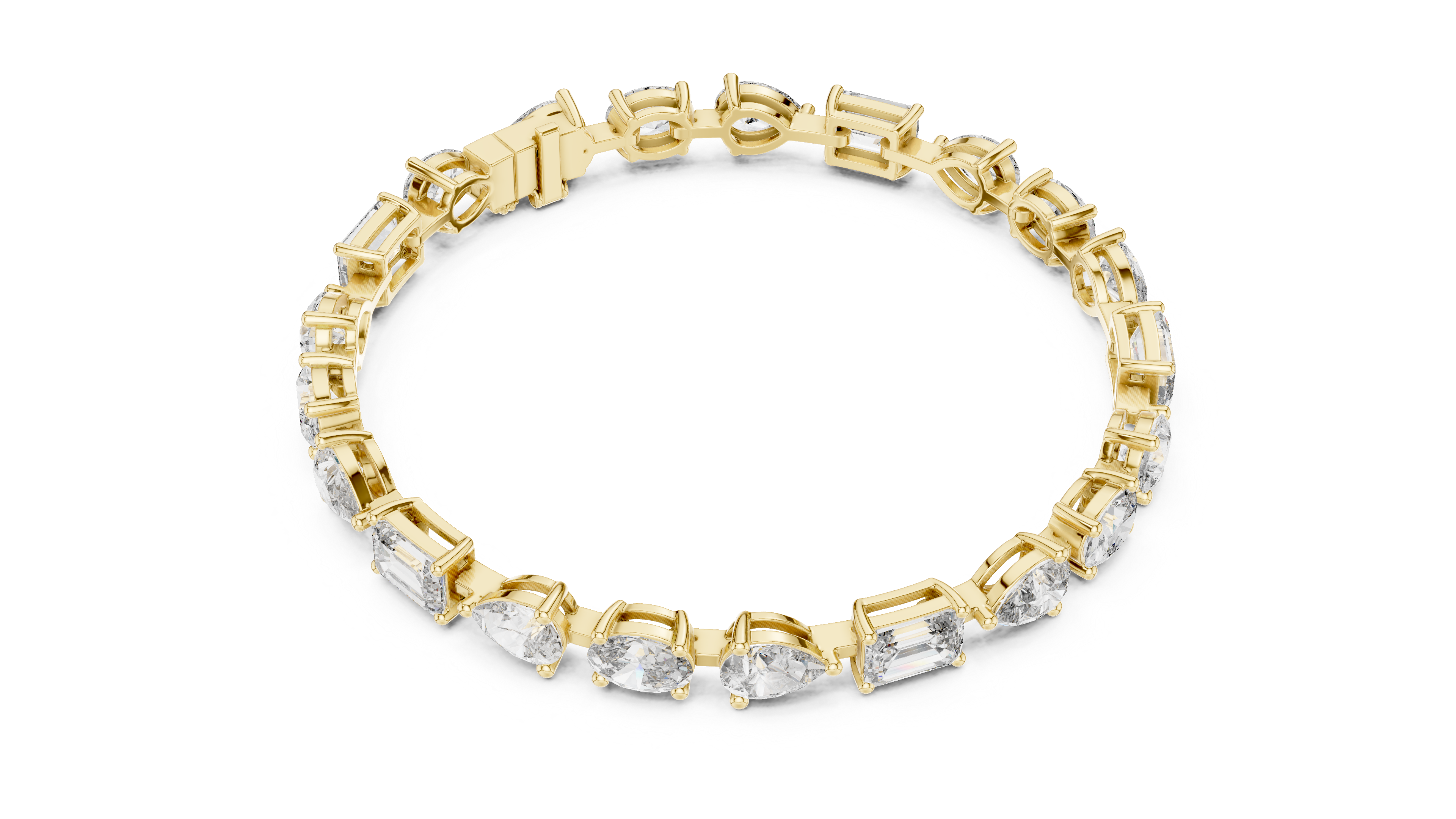 TESHA JEWELS 15.48ct oval, pear and emerald cut diamond tennis bracelet in rose gold