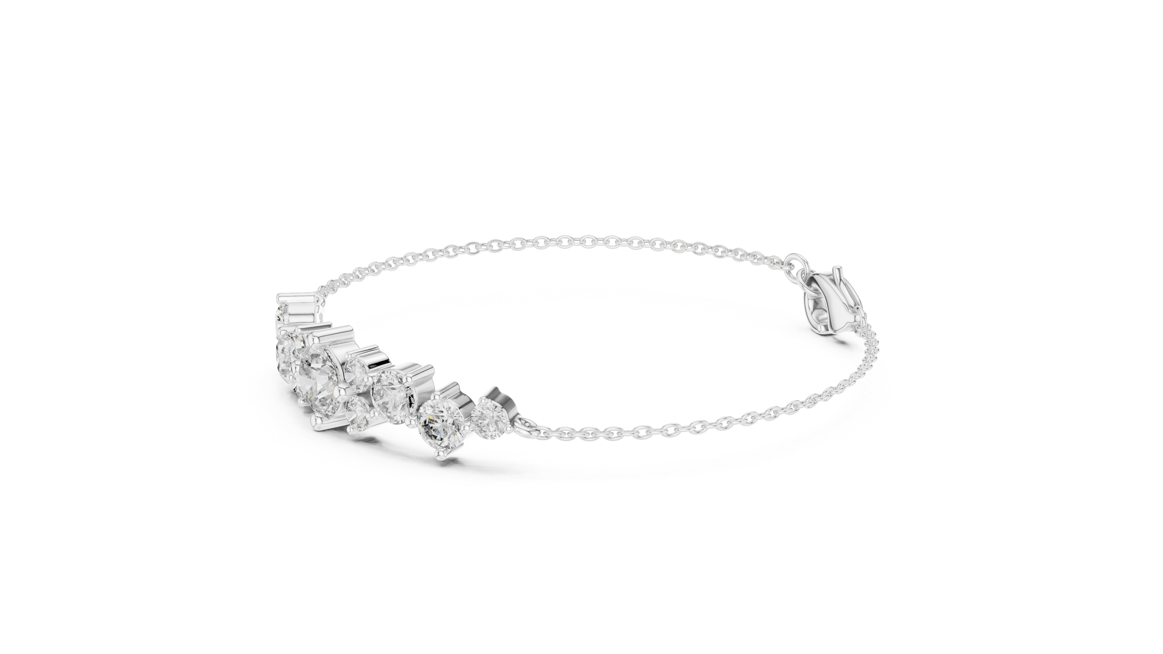 Graduated Round Diamond Chain Bracelet