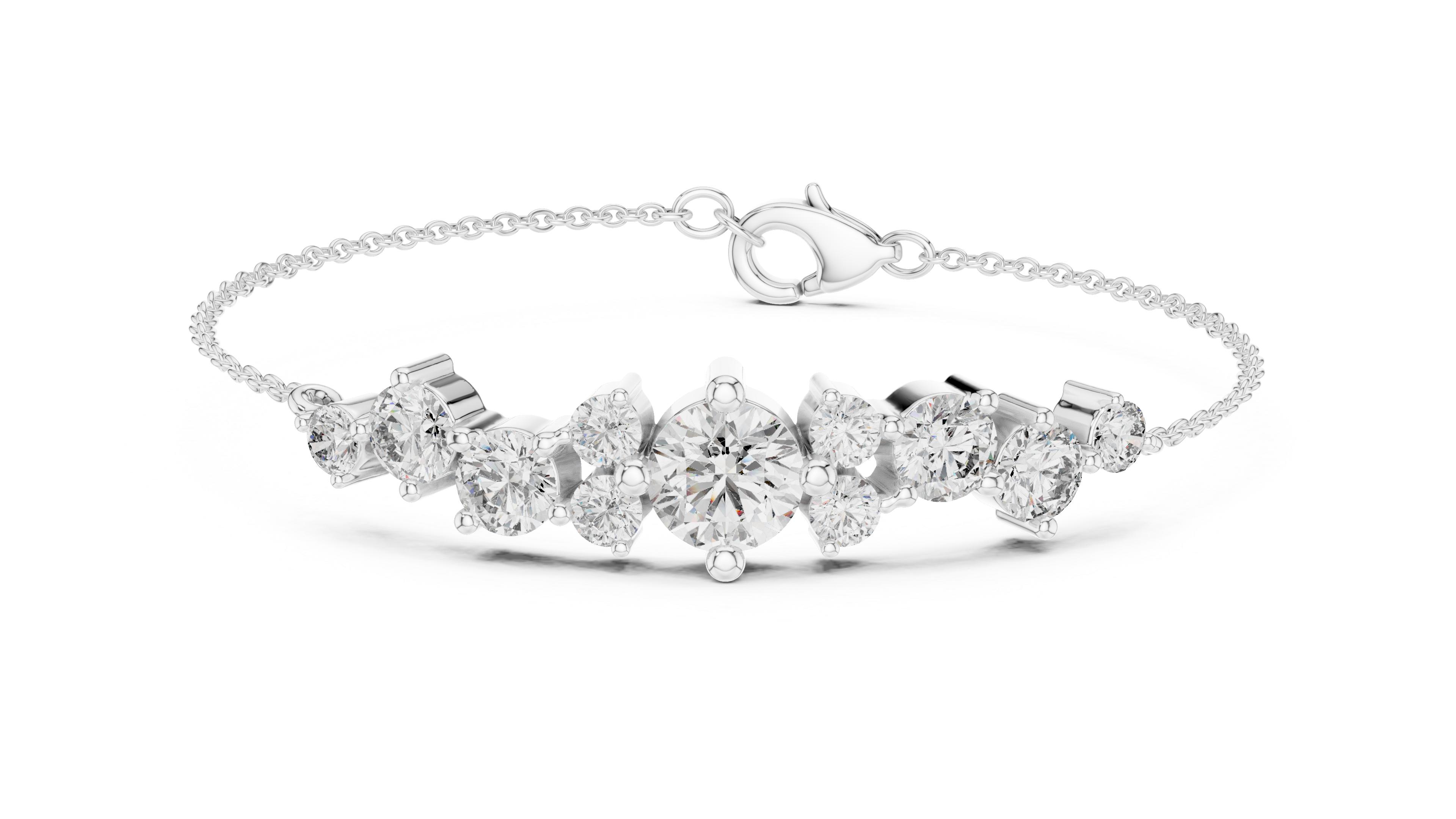 Graduated Round Diamond Chain Bracelet