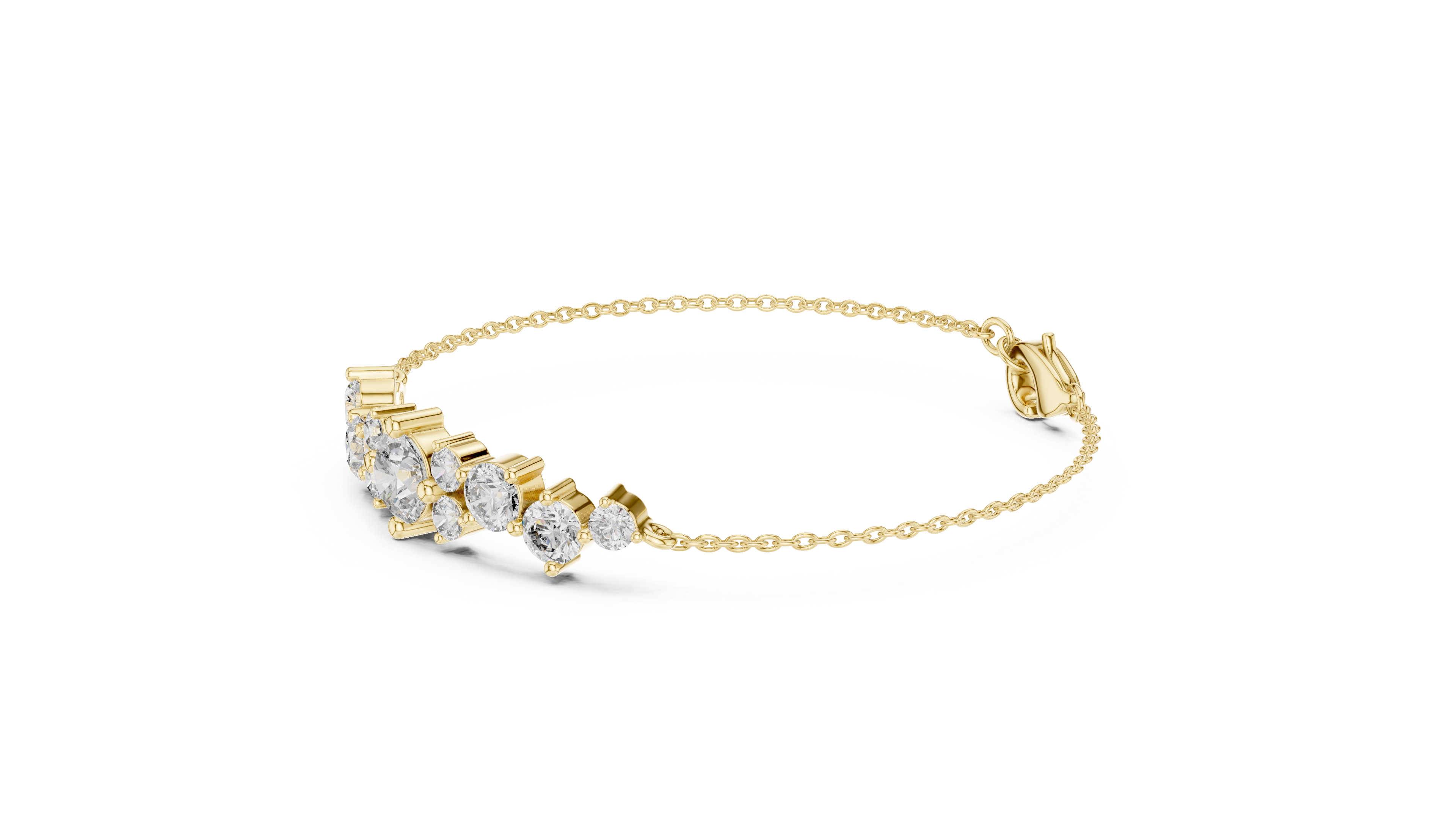 Graduated Round Diamond Chain Bracelet