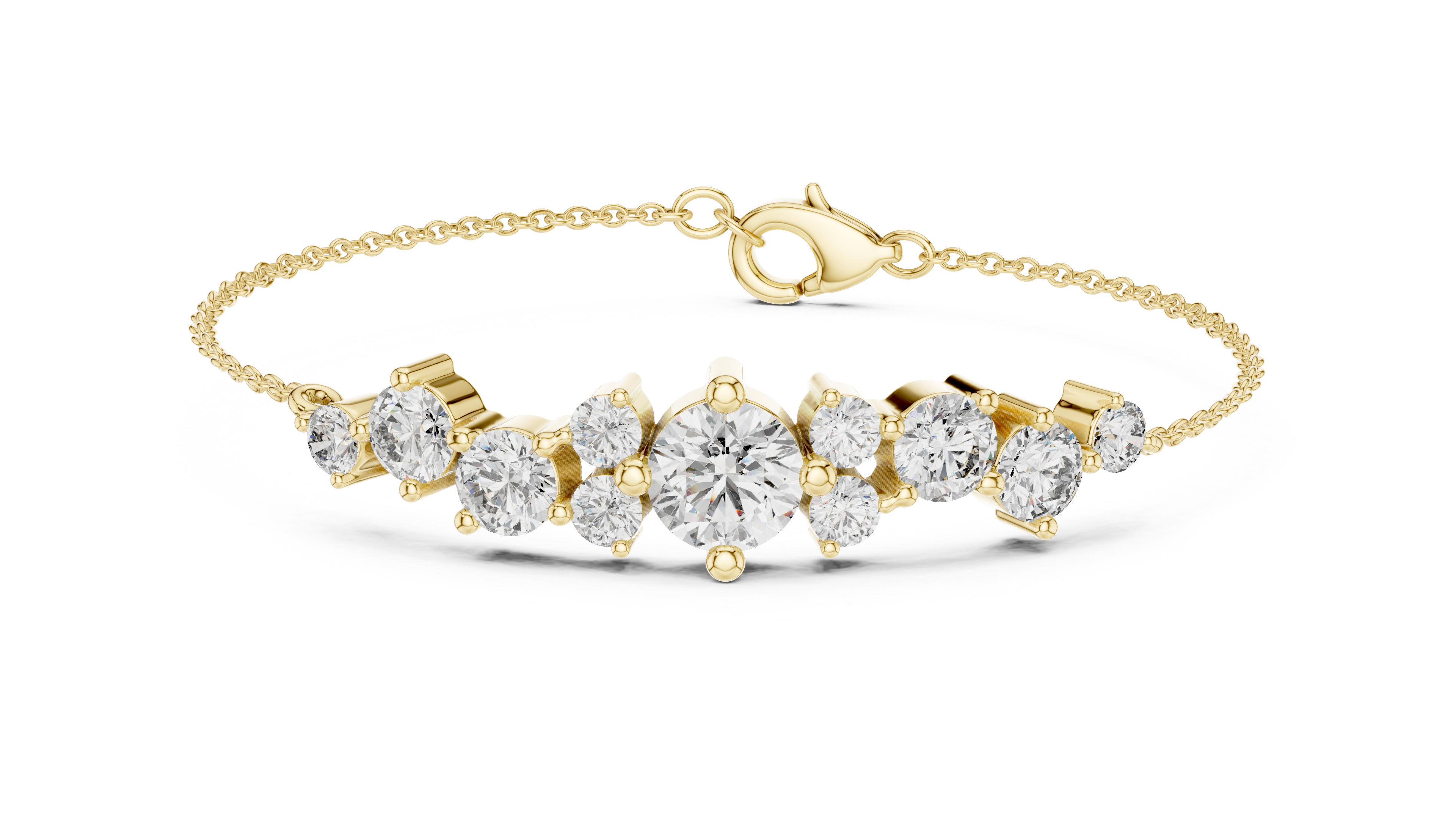 Graduated Round Diamond Chain Bracelet