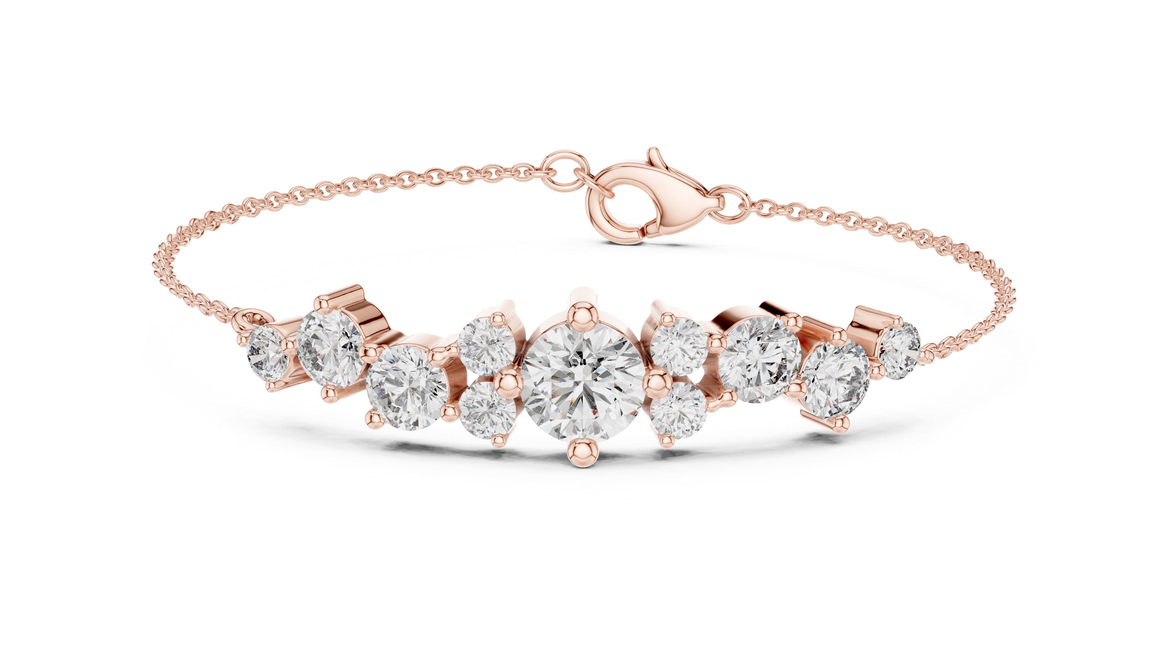 Graduated Round Diamond Chain Bracelet