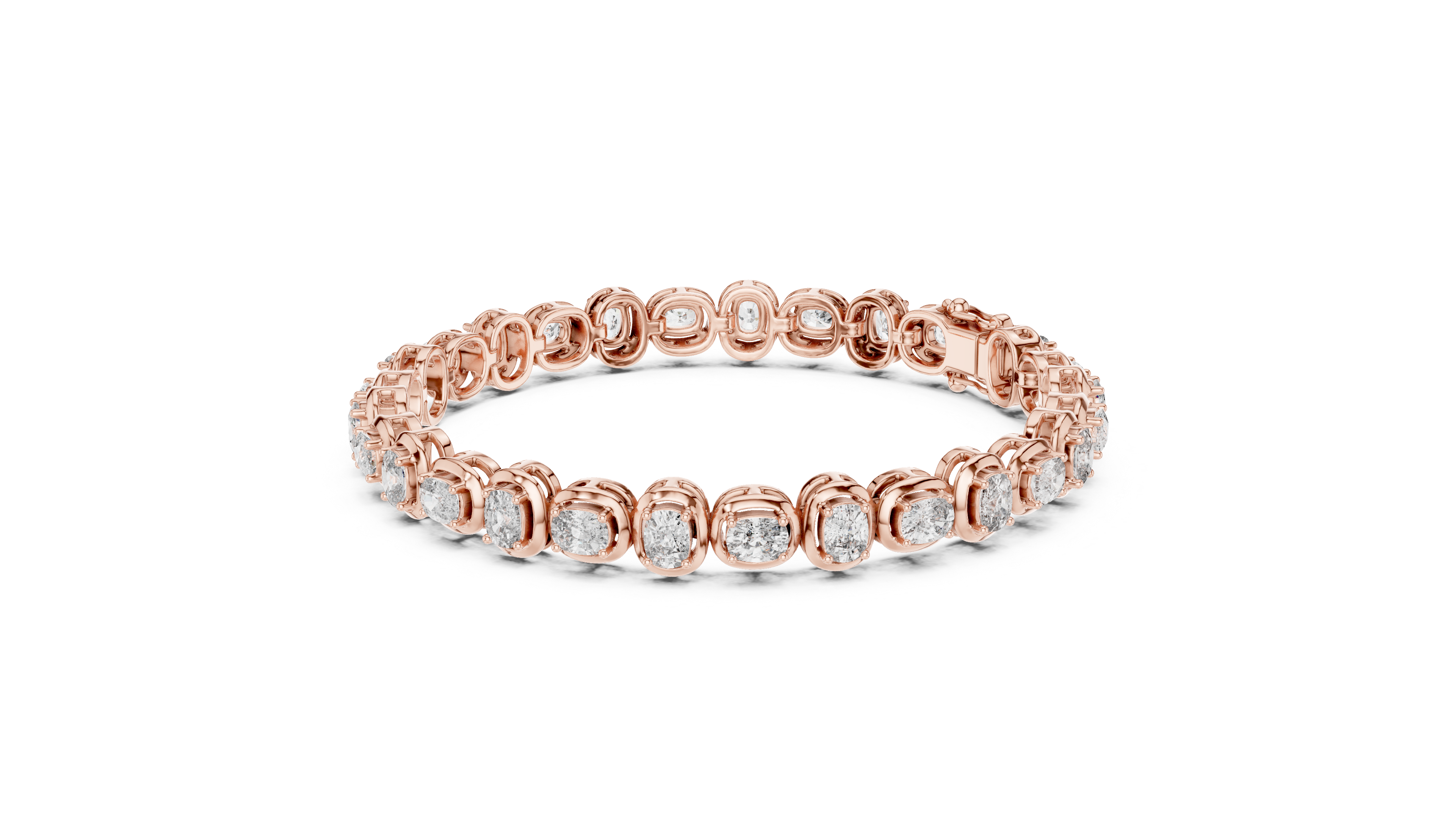 TESHA JEWELS 6.82ct cushion cut diamond tennis bracelet in rose gold
