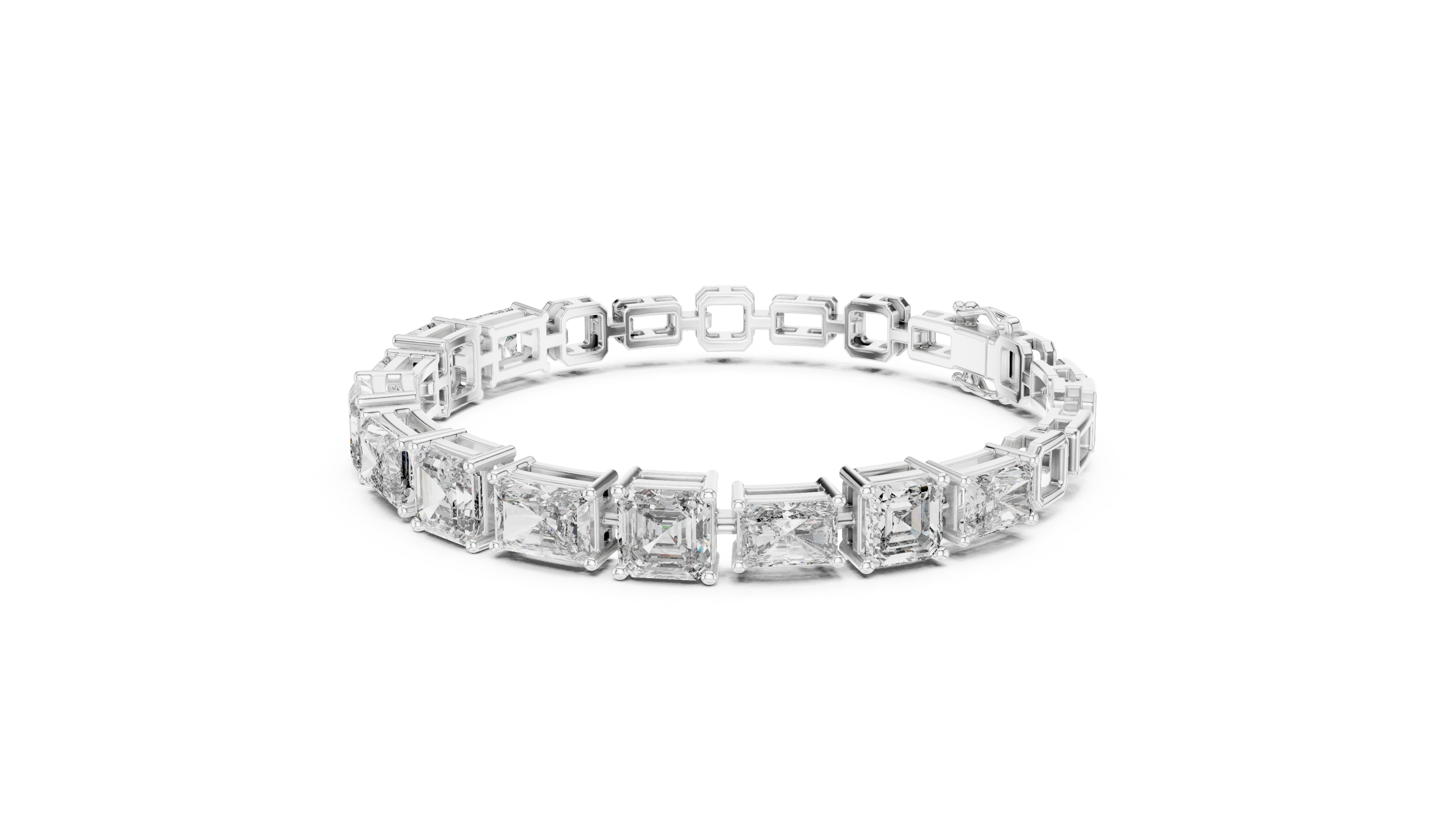 13.44ct radiant and emerald cut diamond tennis bracelet in rose gold