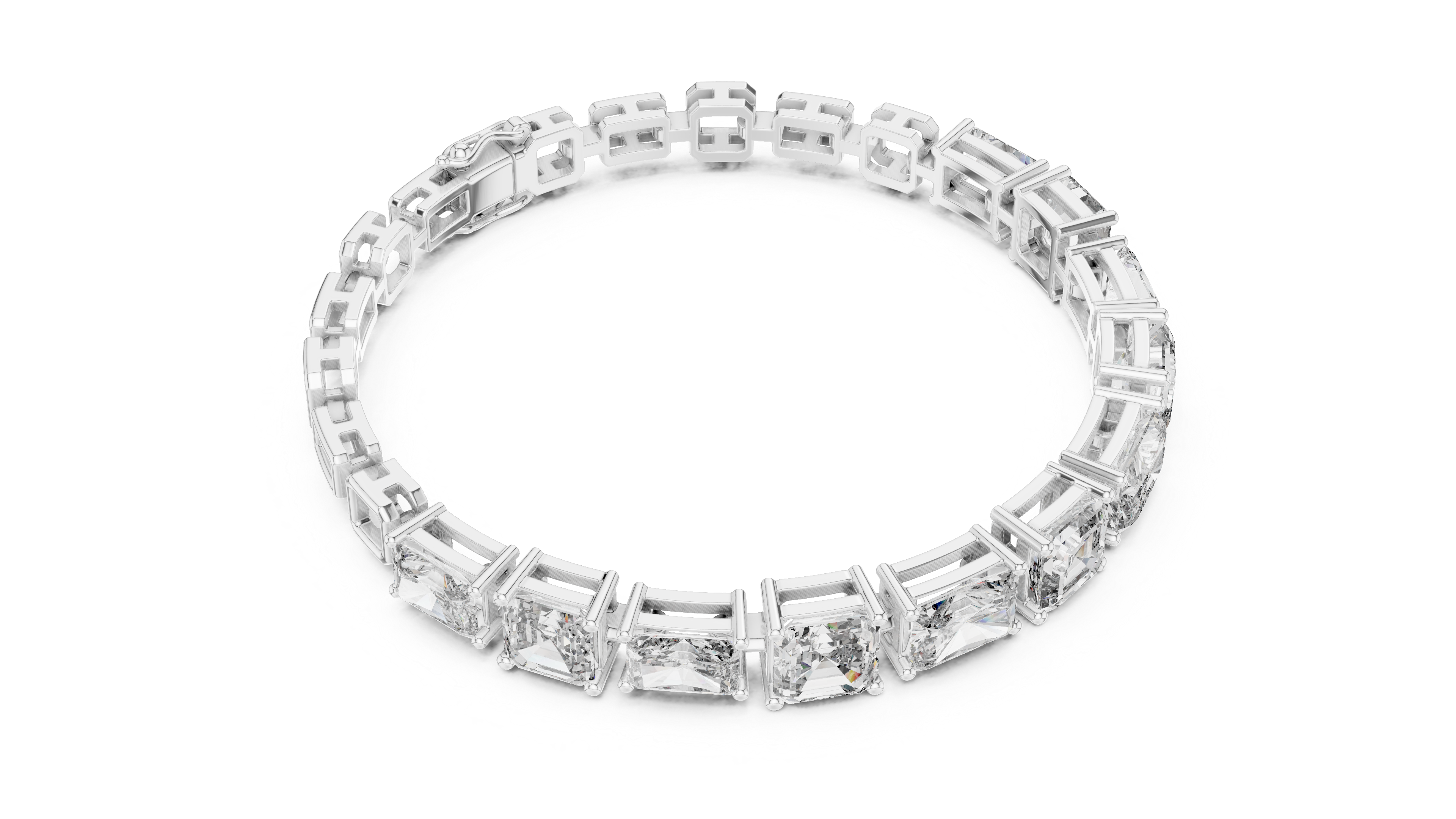13.44ct radiant and emerald cut diamond tennis bracelet in rose gold