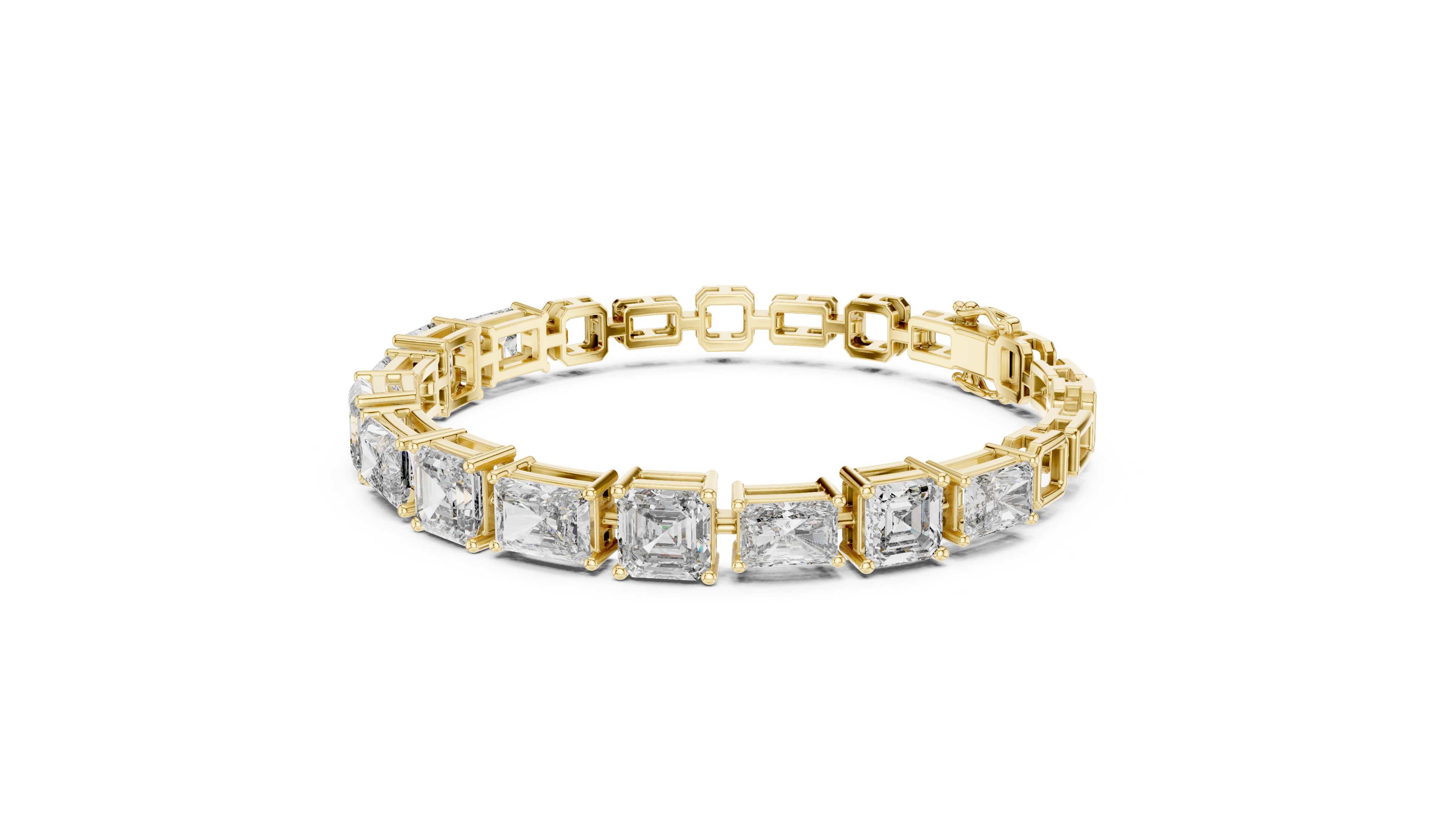 13.44ct radiant and emerald cut diamond tennis bracelet in rose gold