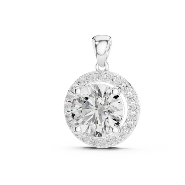 Round Halo Diamond Pendant Necklace