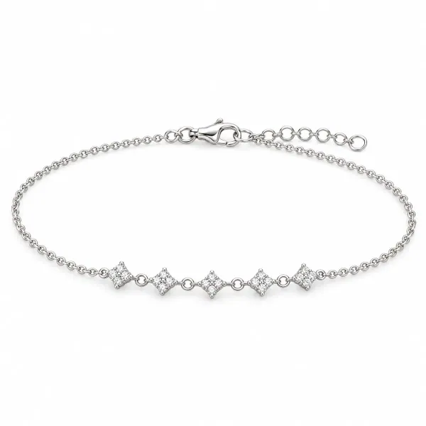 Five Cluster Diamond Chain Bracelet