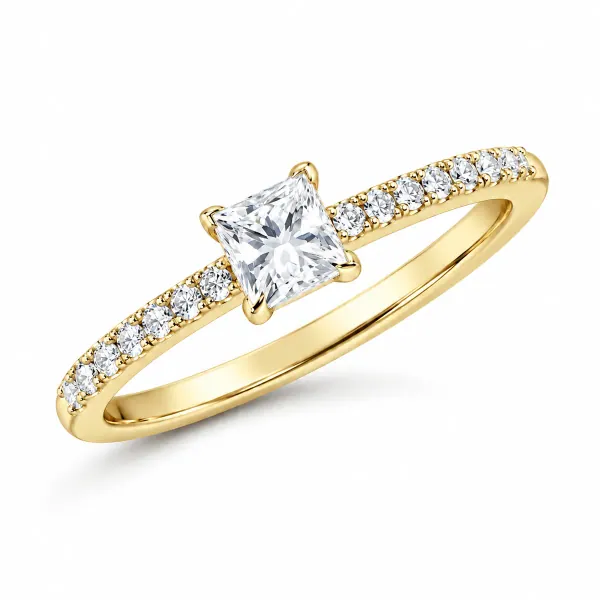 Princess Cut Diamond Pavé Engagement Ring